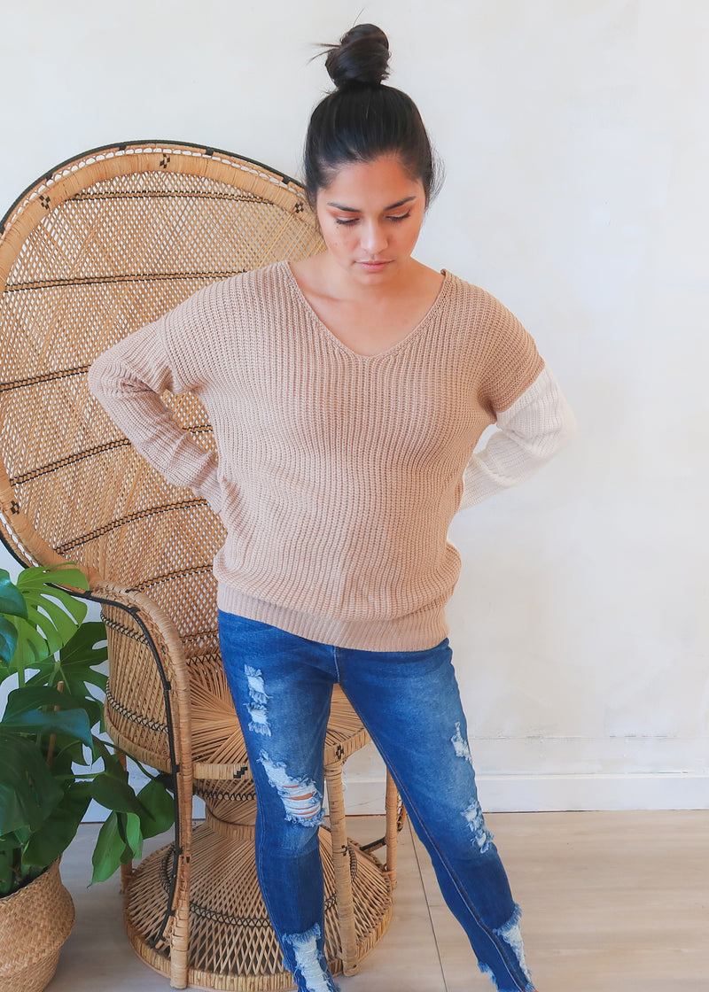 Like U Latte Twist Back Sweater