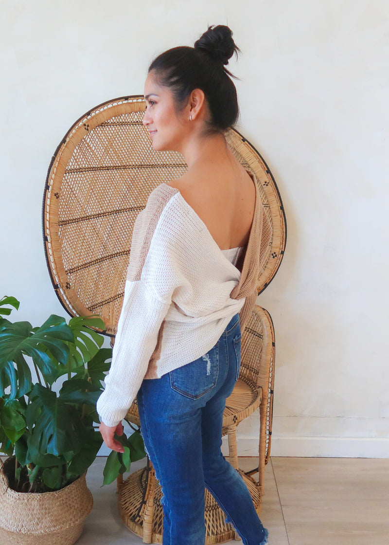 Like U Latte Twist Back Sweater