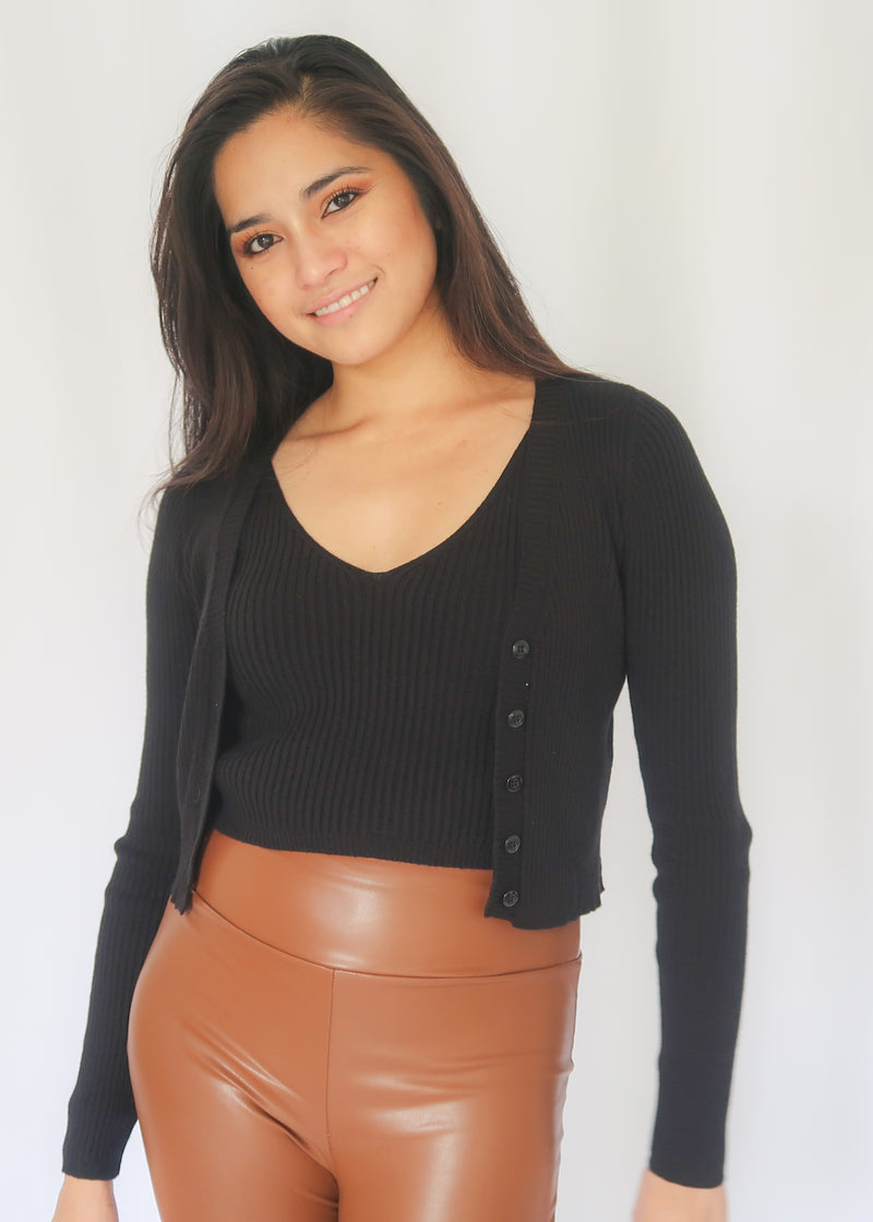 Aria Crop Top & Cardigan Sweater Set